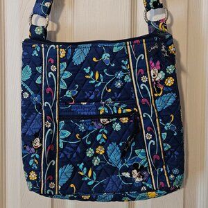 Vera Bradley Disney Mickey Mouse Quilted Crossbody Shoulder Bag Blue Floral